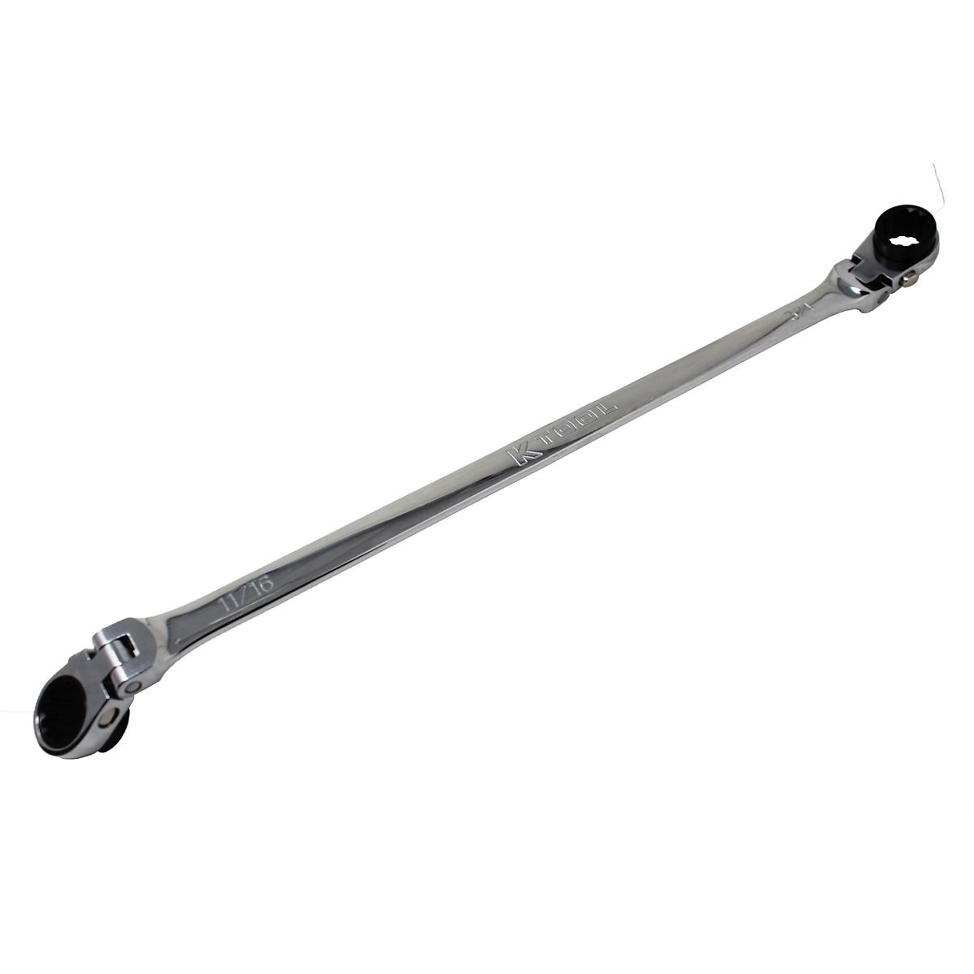 K-Tool International Double Box Universal Spline Ratcheting Wrench — 11/16in. x 3/4in., 90-Tooth, Reversible, Model# KTIXDRF111634